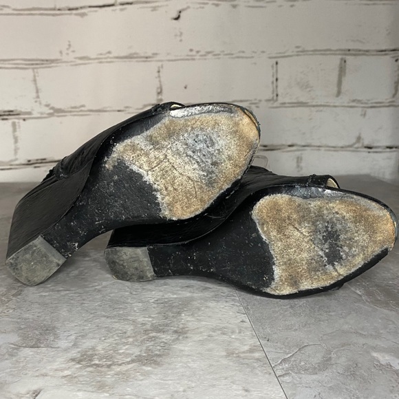 Balenciaga Brogue Black Leather Peep Toe Wedges 38 - Picture 4 of 6